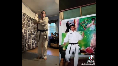 Nunchuck practice with ma boy!