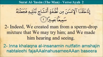 Quran _ 76 Surat Al-Insan (The Mankind) - Arabic and English Translation and Transliteration