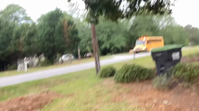 School bus arrives but in slow mode