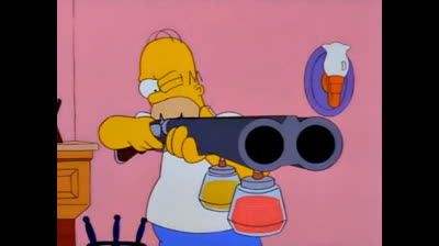 Homer Simpson y la escopeta de maquillaje