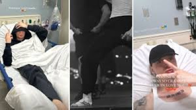 El momento en el que Peso Pluma se rompe el pie en medio de una actuación