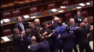 Schlägerei im italienischen Parlament