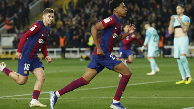Lamine Yamal imitando su gol contra el Mallorca