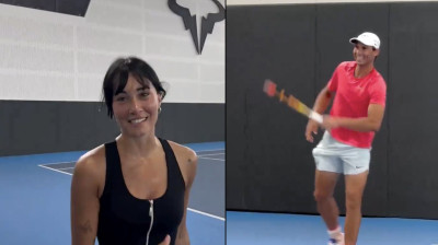 Aitana jugando al tenis con Rafa Nadal
