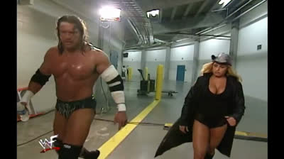 The Rock & Lita vs Triple H & Trish Stratus ( WideScreen ) - RAW IS WAR .