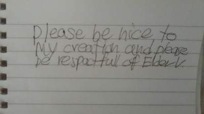 PLEASE BE NICE TO MY CREATION THAT WOULD BE VERY APPRECIATED.
