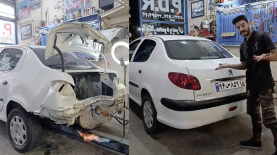 Processo di riparazione di un'auto incidentata