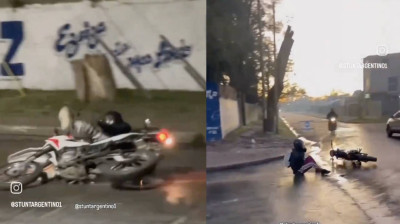 Ein Argentinier steht früh auf, um Motorradstürze zu filmen