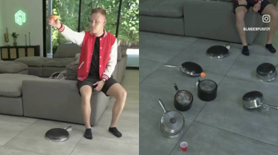 Unglaublicher Trick mit einem Tischtennisball und Pfannen! Wird er es ins Glas schaffen?